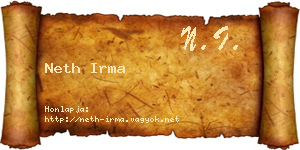 Neth Irma névjegykártya